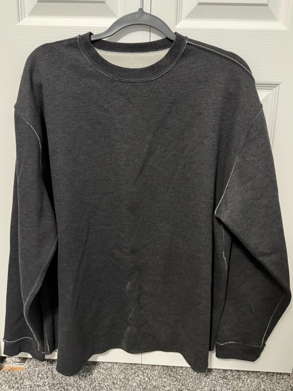 Crew Neck Long Sleeve Sweater - Charcoal
